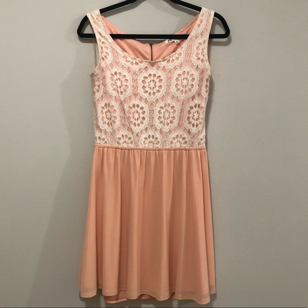 Lace and Peach Keyhole Dress